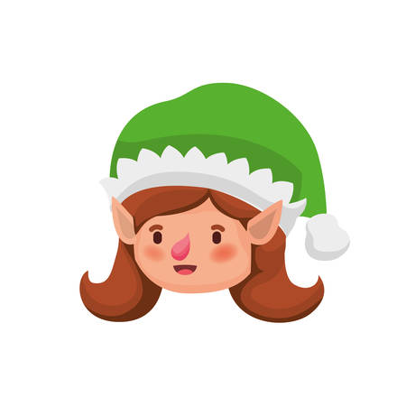 elf woman head with hat avatar character vector illustration designのイラスト素材