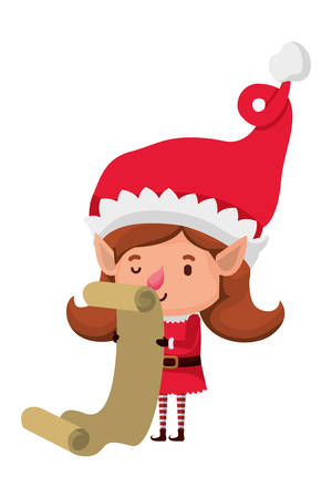 elf woman with list gifts avatar character vector illustration designのイラスト素材