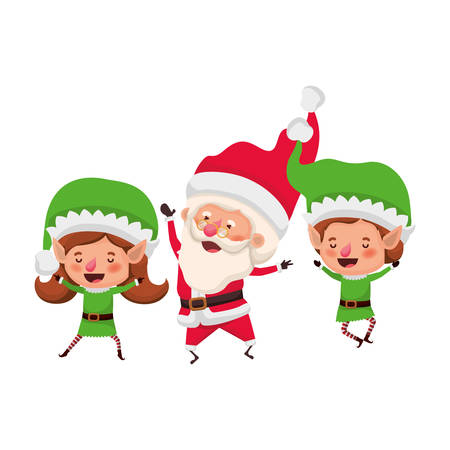 couple elf with santa claus avatar character vector illustration designのイラスト素材