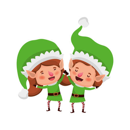couple of elves moving avatar character vector illustration designのイラスト素材