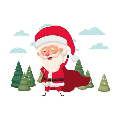 santa claus moving in the snow avatar character vector illustration designのイラスト素材