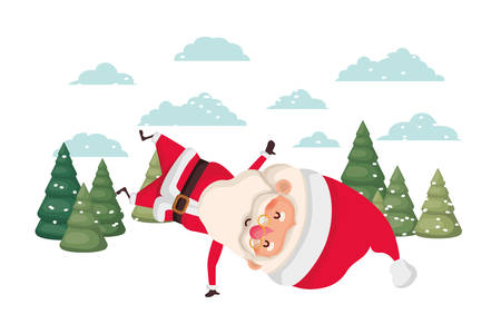 santa claus moving in the snow avatar character vector illustration designのイラスト素材