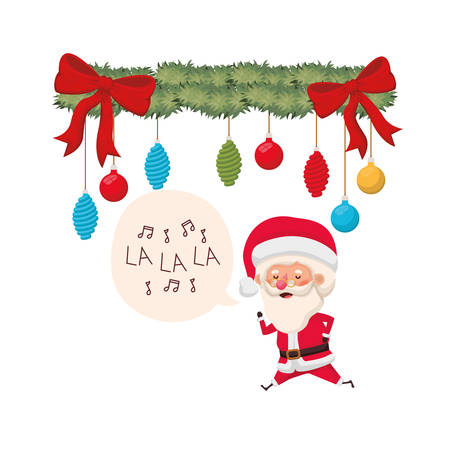 santa claus and garland with christmas balls avatar character vector illustration designのイラスト素材