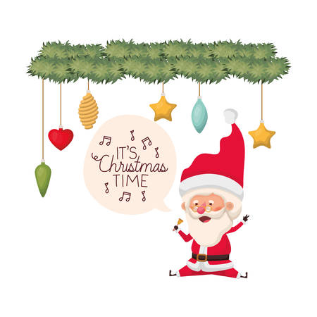 santa claus and garland with christmas balls avatar character vector illustration designのイラスト素材
