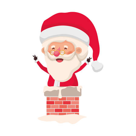 santa claus in fireplace avatar character vector illustration designのイラスト素材