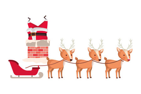 santa claus with reindeer avatar character vector illustration designのイラスト素材