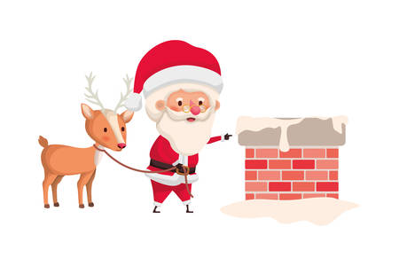 santa claus with reindeer avatar character vector illustration designのイラスト素材