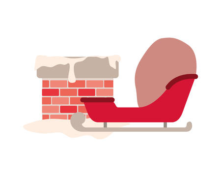 sledge with christmas fireplace isolated icon vector illustration designのイラスト素材