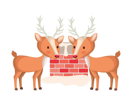 reindeer with fireplace isolated icon vector illustration designのイラスト素材
