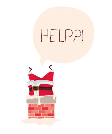 santa claus in fireplace avatar character vector illustration designのイラスト素材