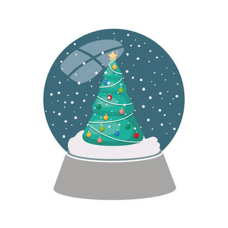 christmas pine in crystal ball isolated icon vector illustration designのイラスト素材