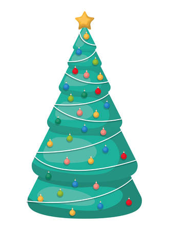 christmas tree with hanging balls isolated iconのイラスト素材