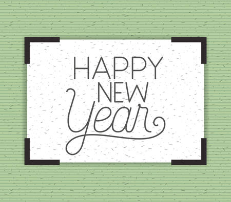 square frame with happy new year lettering vector illustration designのイラスト素材