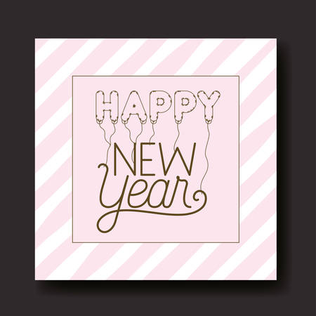 square frame with happy new year lettering vector illustration designのイラスト素材