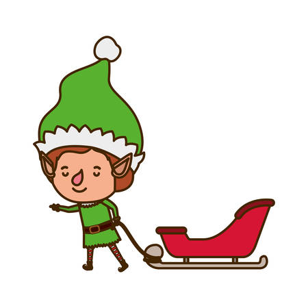 elf with sleigh avatar chatacter vector illustration designのイラスト素材
