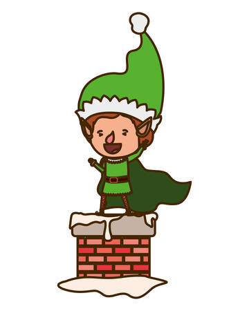 elf with fireplace avatar character vector illustration designのイラスト素材
