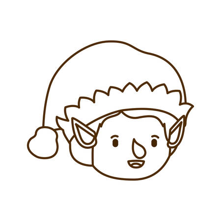 elf head with hat avatar character vector illustration designのイラスト素材