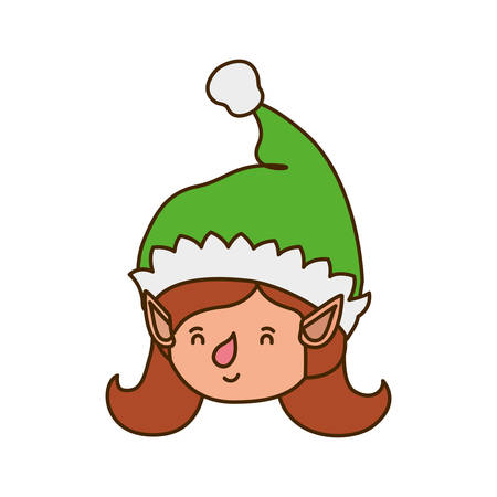 elf woman head with hat avatar character vector illustration designのイラスト素材