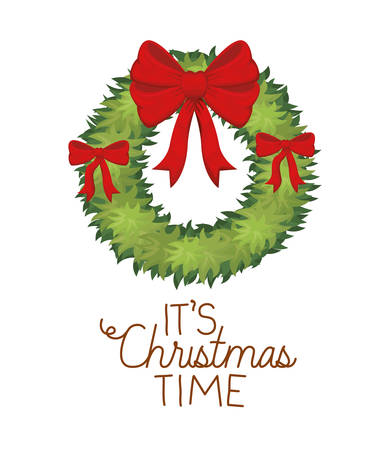 garland with bow and merry christmas isolated icon vector illustration designのイラスト素材