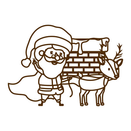 santa claus with reindeer avatar character vector illustration designのイラスト素材