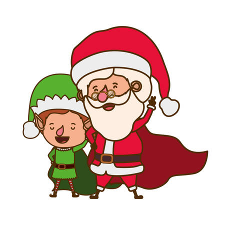 santa claus with elf moving avatar character vector illustration designのイラスト素材