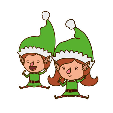 couple of elves moving avatar character vector illustration designのイラスト素材