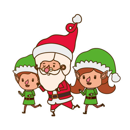 couple elf with santa claus avatar character vector illustration designのイラスト素材