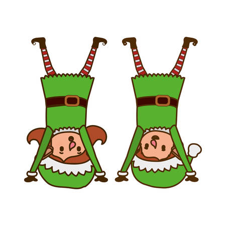 couple of elves moving avatar character vector illustration designのイラスト素材