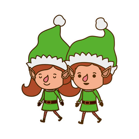 couple of elves moving avatar character vector illustration designのイラスト素材