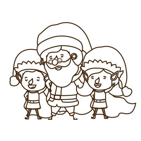 couple elf with santa claus avatar character vector illustration designのイラスト素材