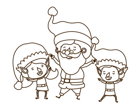 couple elf with santa claus avatar character vector illustration designのイラスト素材