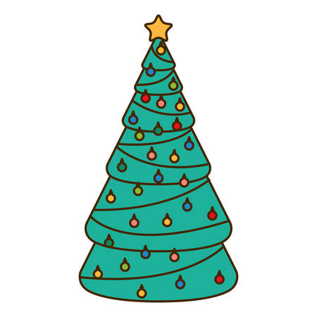 christmas tree with hanging balls isolated iconのイラスト素材