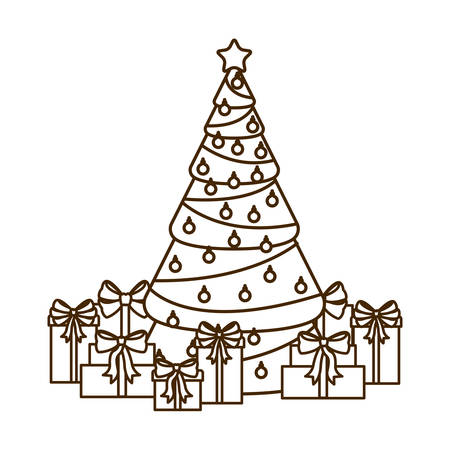 Christmas tree with gifts isolated icon vector illustration designのイラスト素材