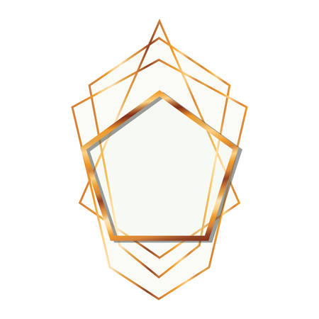 golden frame pentagon isolated iconのイラスト素材