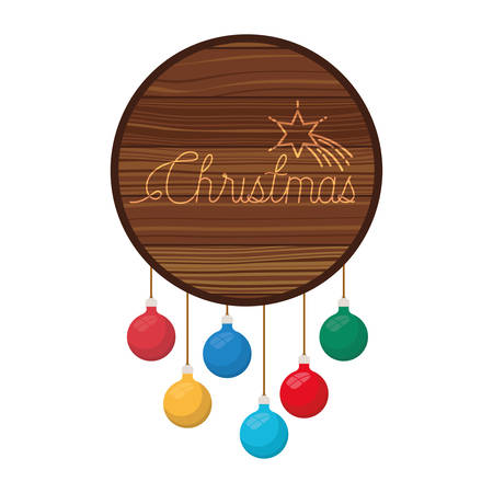 merry christmas in frame of wooden icon vector illustration desingのイラスト素材