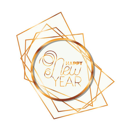 golden frame with label happy new year vector illustration desingのイラスト素材