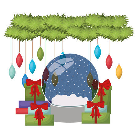 gift boxes with crystal ball isolated icon vector illustration designのイラスト素材