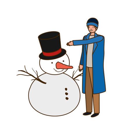 man with snowman avatar character vector illustration desingのイラスト素材