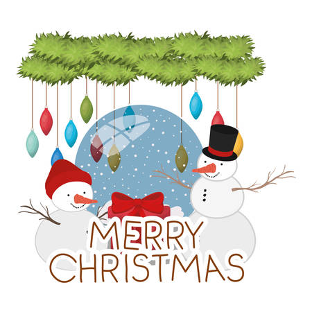 snow man with crystal ball and gifts vector illustration designのイラスト素材