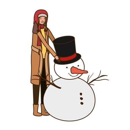man with snowman avatar character vector illustration desingのイラスト素材