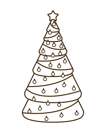 christmas tree with hanging balls isolated iconのイラスト素材