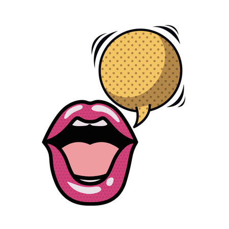lips with speech bubble avatar character vector illustration designのイラスト素材