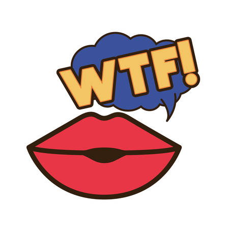 lips saying wtf avatar character vector illustration designのイラスト素材