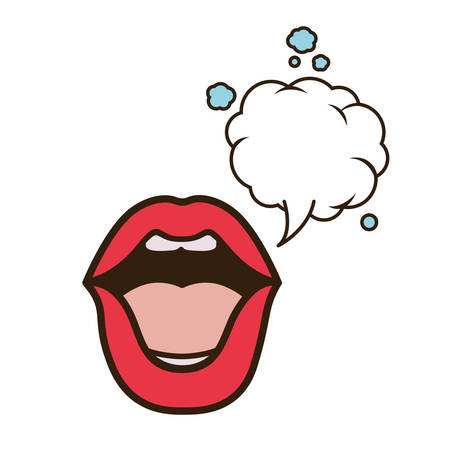 lips with speech bubble avatar character vector illustration designのイラスト素材
