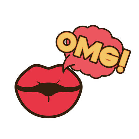 lips saying omg avatar character vector illustration designのイラスト素材