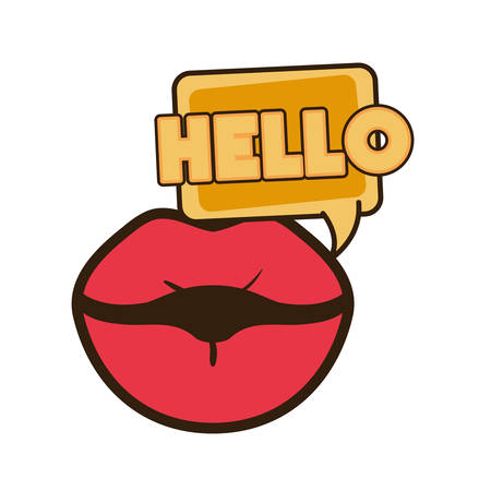 lips saying hello avatar character vector illustration designのイラスト素材