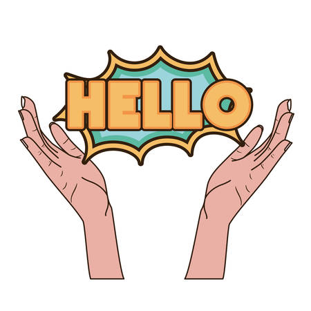 open hand receiving comic words in speech bubble vector illustration designのイラスト素材