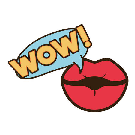 lips saying wow avatar character vector illustration designのイラスト素材