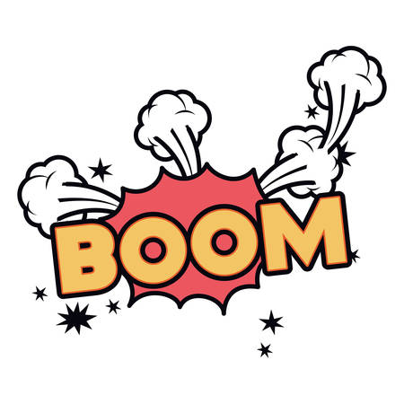 boom comic words in speech bubble isolated icon vector illustration designのイラスト素材