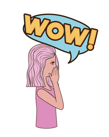 woman saying wow avatar characterのイラスト素材